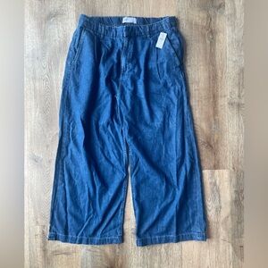 GAP Ultrasoft Denim Wide Leg Pants Blue Size 14R NWT Zip Fly Trouser
